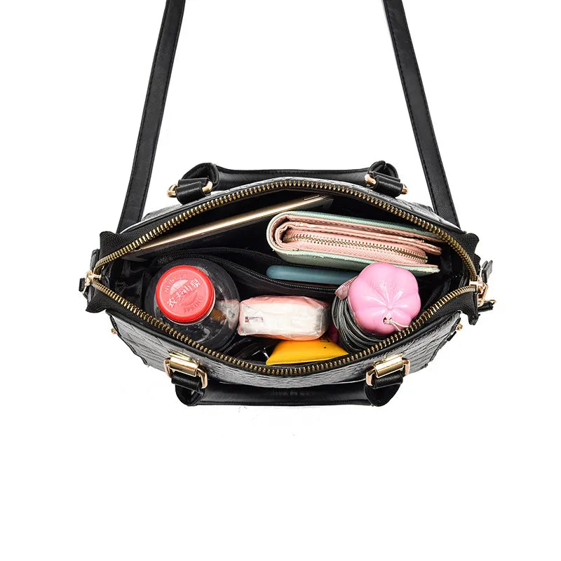 Bolsa De Couro Design Crocodilo - Philie Gold