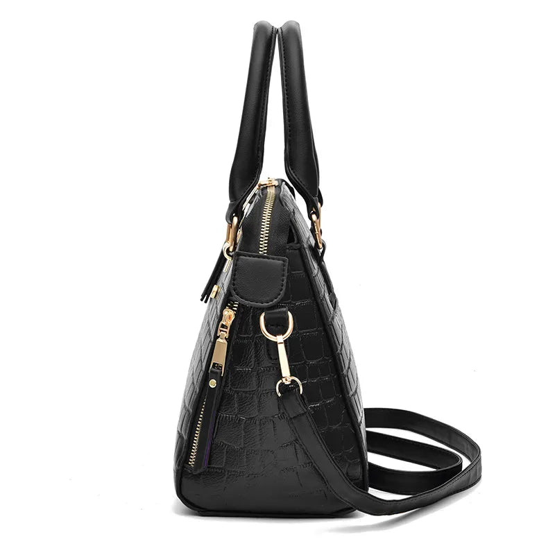 Bolsa De Couro Design Crocodilo - Philie Gold