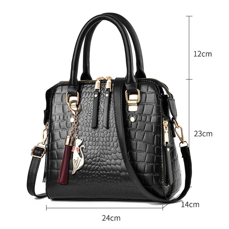 Bolsa De Couro Design Crocodilo - Philie Gold